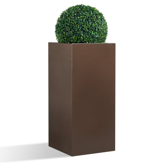 Metallic Heavy Tall Planter Box 14”Lx14”Wx30”H inch 25 Pounds Espresso 1 Pack