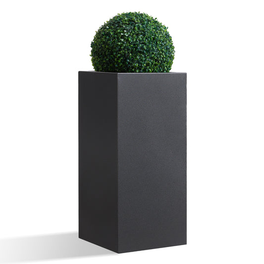 Metallic Heavy Tall Outdoor Planter 14”Lx14”Wx30”H inch 25Pounds Gray 1 Pack