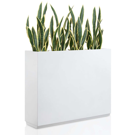 Metal Tall and Long Span Planter, Divider Planter, 38x10x30H White, 48.8lbs