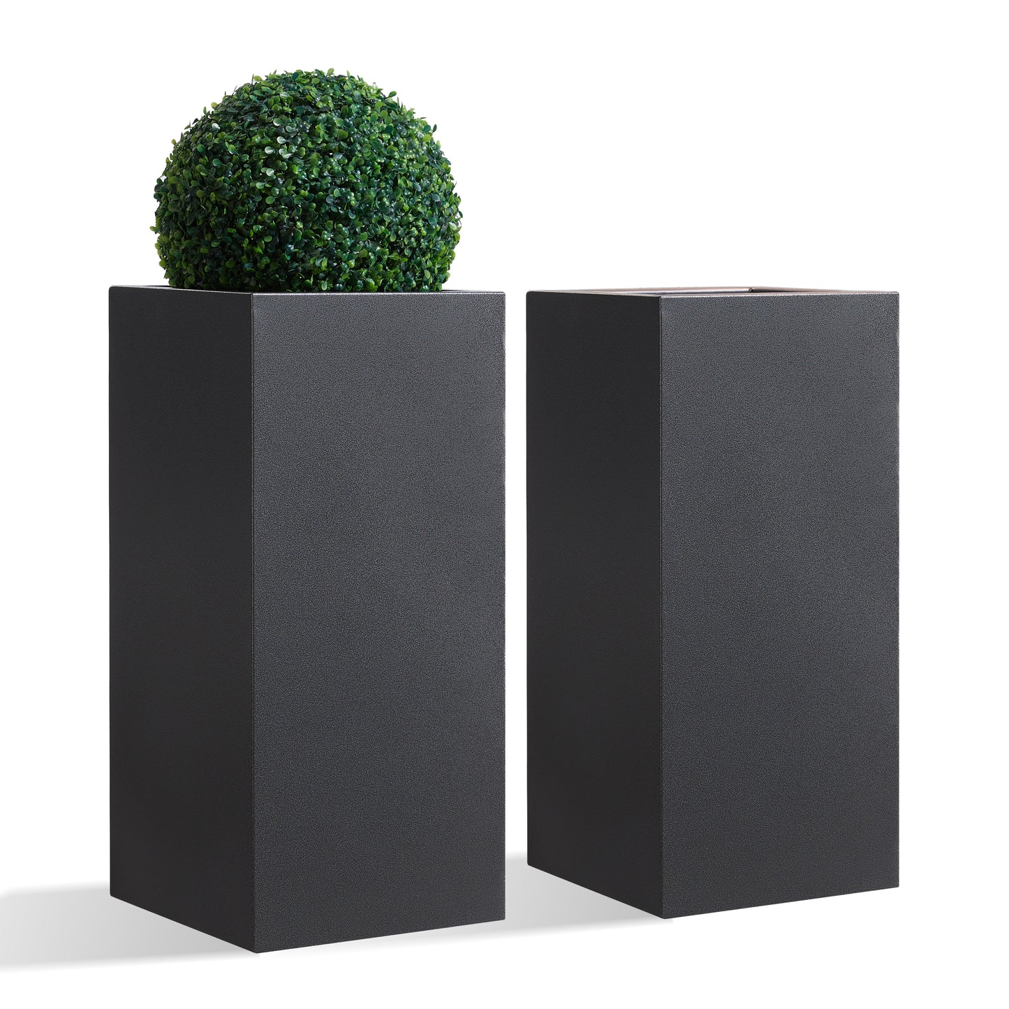 Metallic Heavy Tall Outdoor Planter 14”Lx14”Wx30”H inch 35Pounds Gray 1 Pack