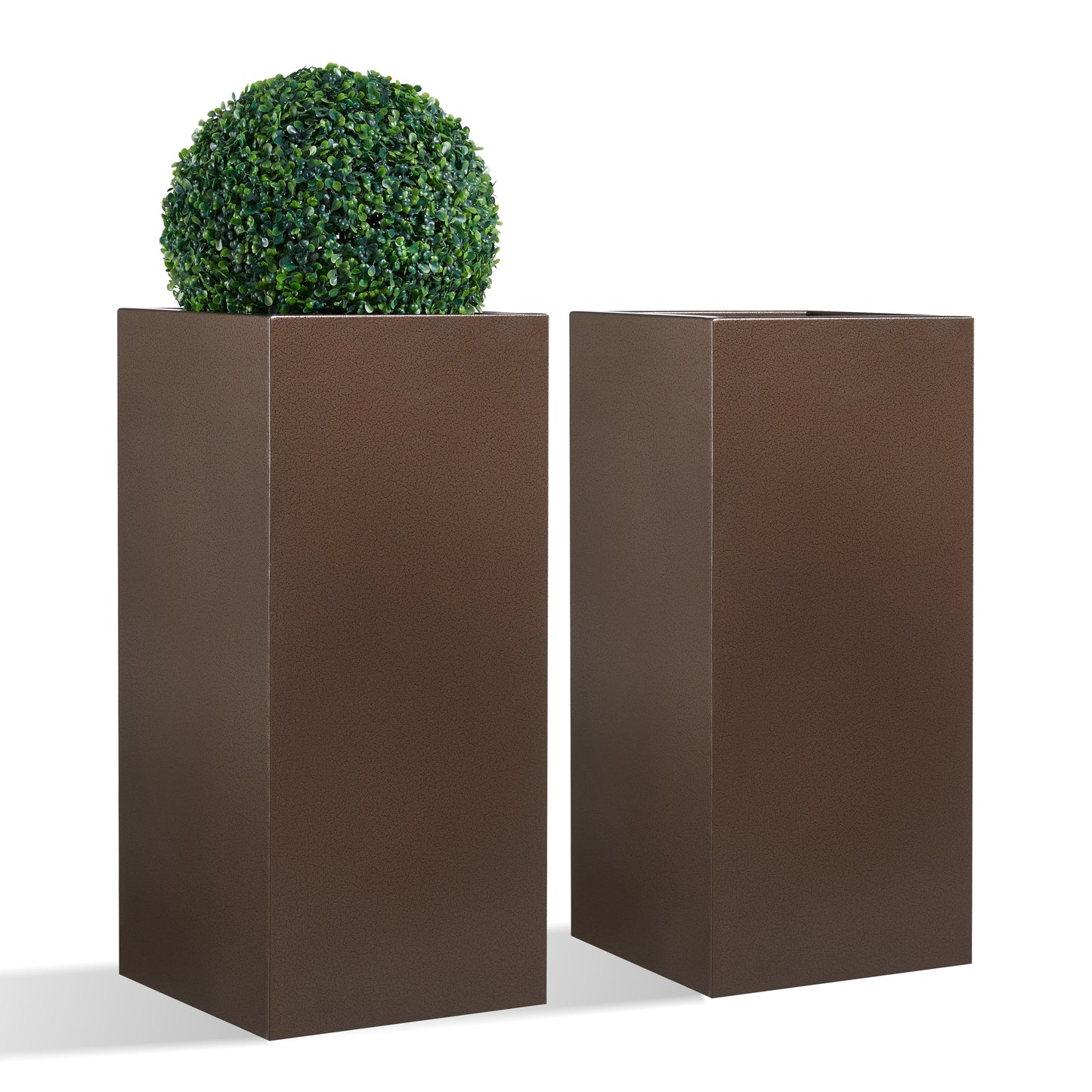 Metallic Heavy Tall Planter Box 14”Lx14”Wx30”H inch 35 Pounds Espresso 1 Pack