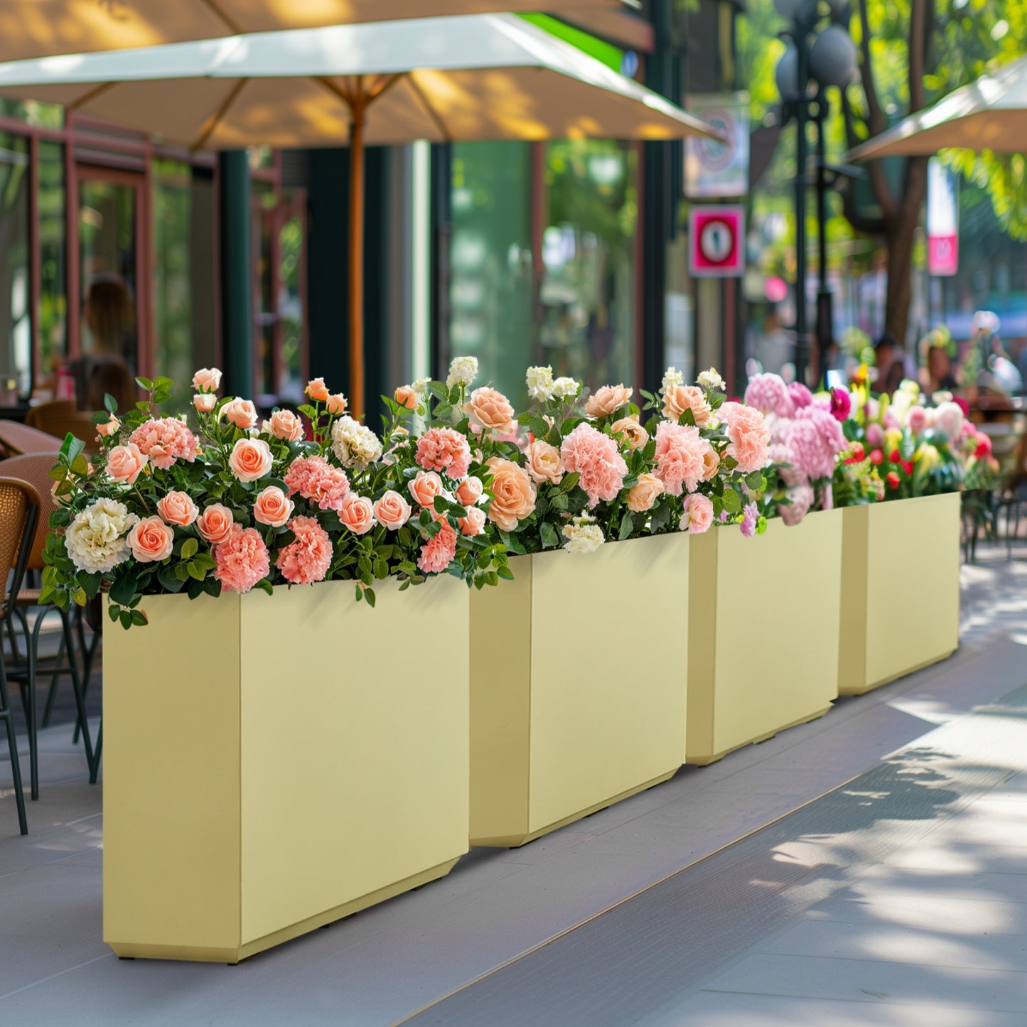 Large Metal Divider Planter Box 30Lx10Wx24H inch 31Pounds Bright Yellow