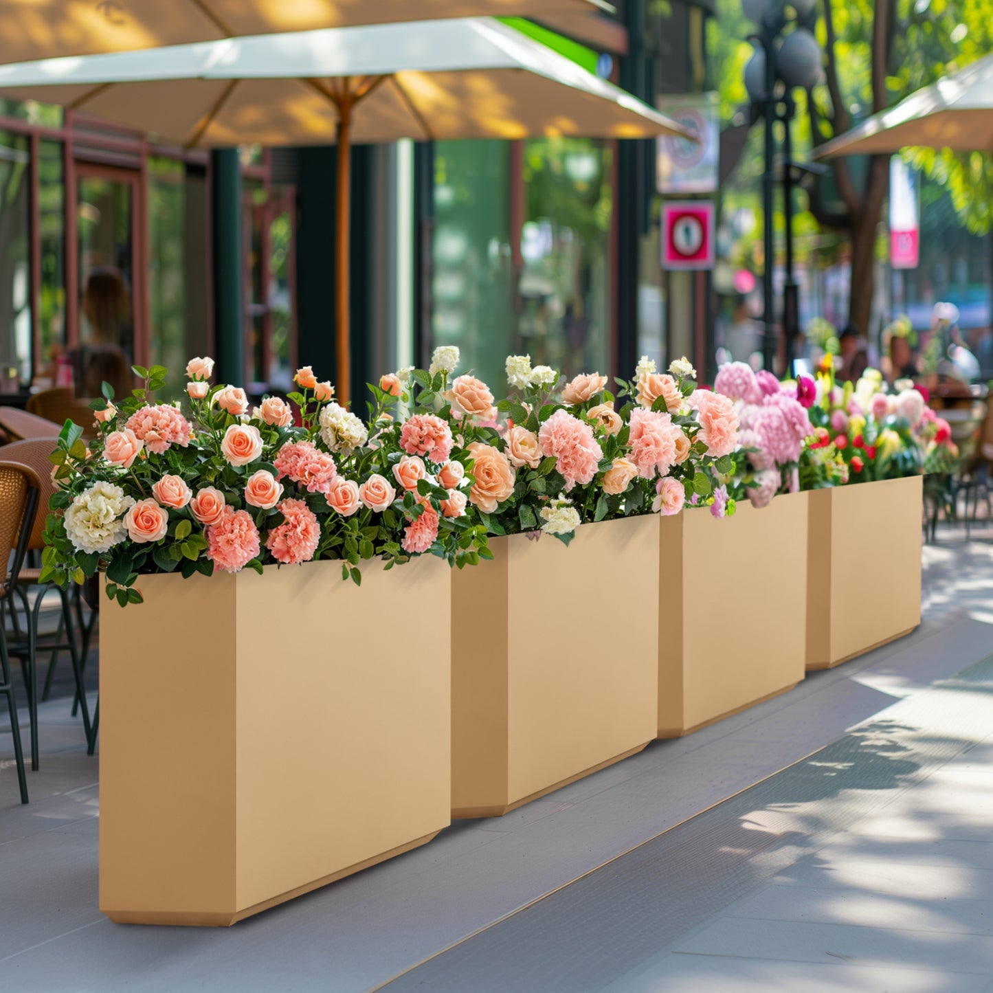 Large Metal Divider Planter Box 30Lx10Wx24H inch 31Pounds Coral Peach