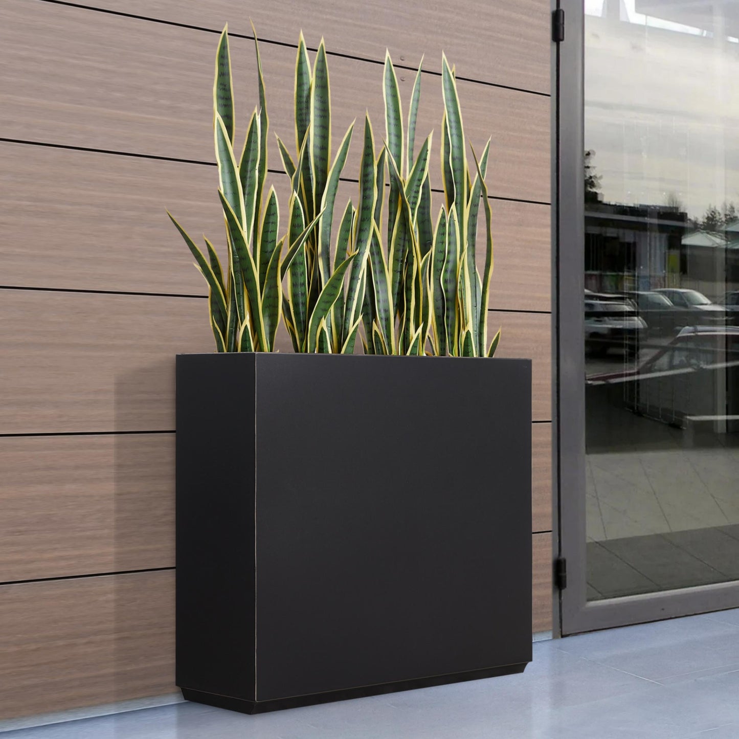 Metal Divider Planter Box 38Lx10Wx30H inch 48.8Pounds Black with Gold Rim