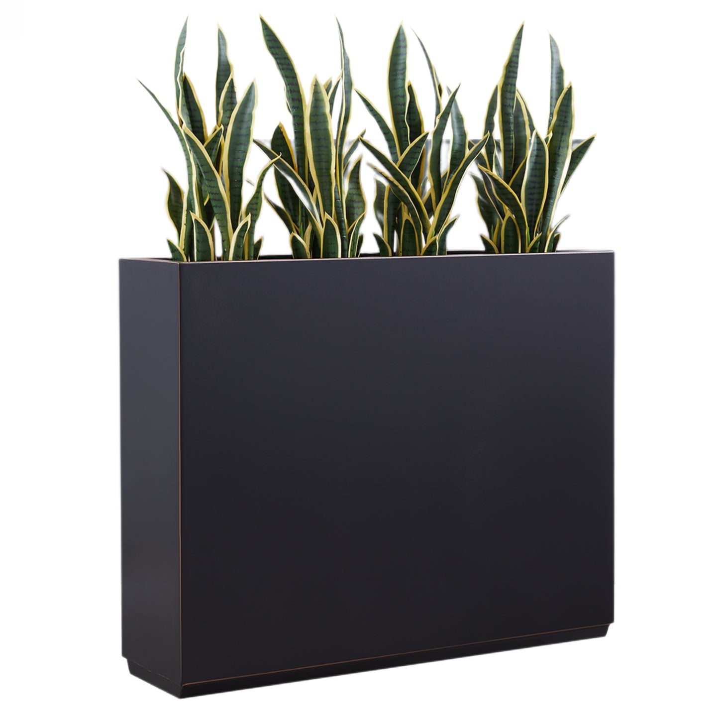 Metal Divider Planter Box 38Lx10Wx30H inch 48.8Pounds Black with Gold Rim