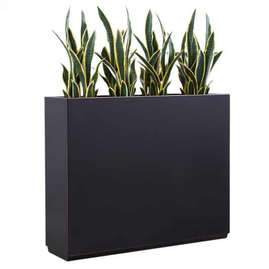 Metal Divider Planter Box 38Lx10Wx30H inch 48.8Pounds Black with Gold Rim