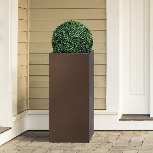Metallic Heavy Tall Planter Box 14”Lx14”Wx30”H inch ‎35 Pounds Espresso 1 Pack