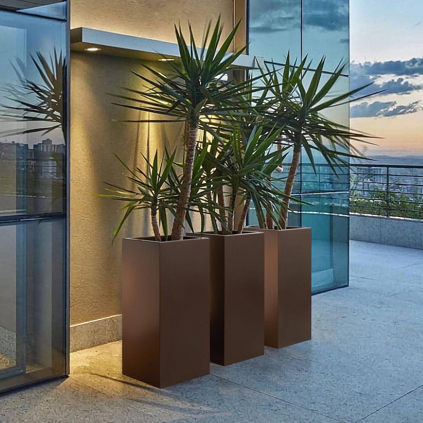 Metallic Heavy Tall Planter Box 14”Lx14”Wx30”H inch 35 Pounds Espresso 1 Pack