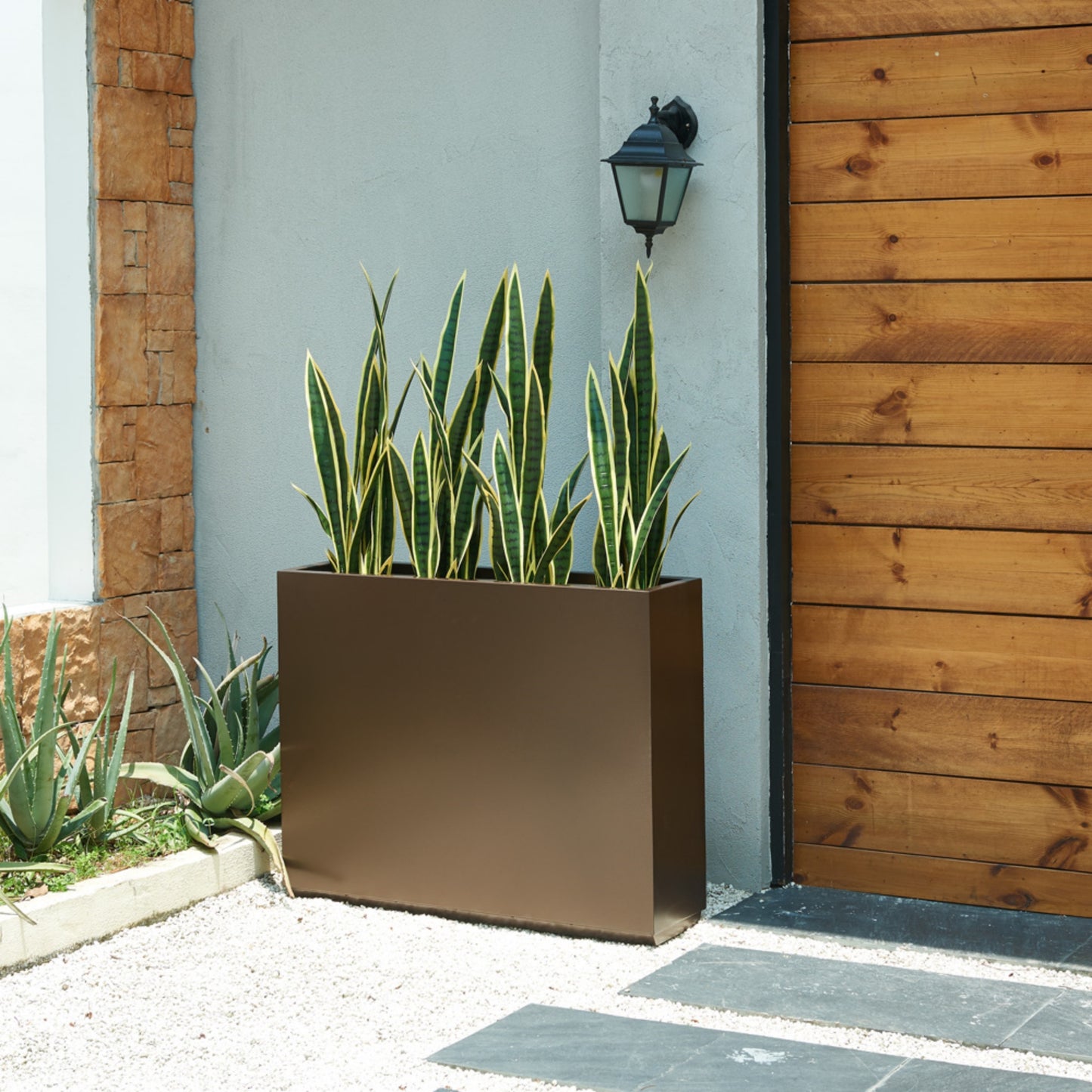 30"H Tall Metal Divider Planter Box with Removable Shelf, 48.8lbs, Espresso 38Lx10Wx30H