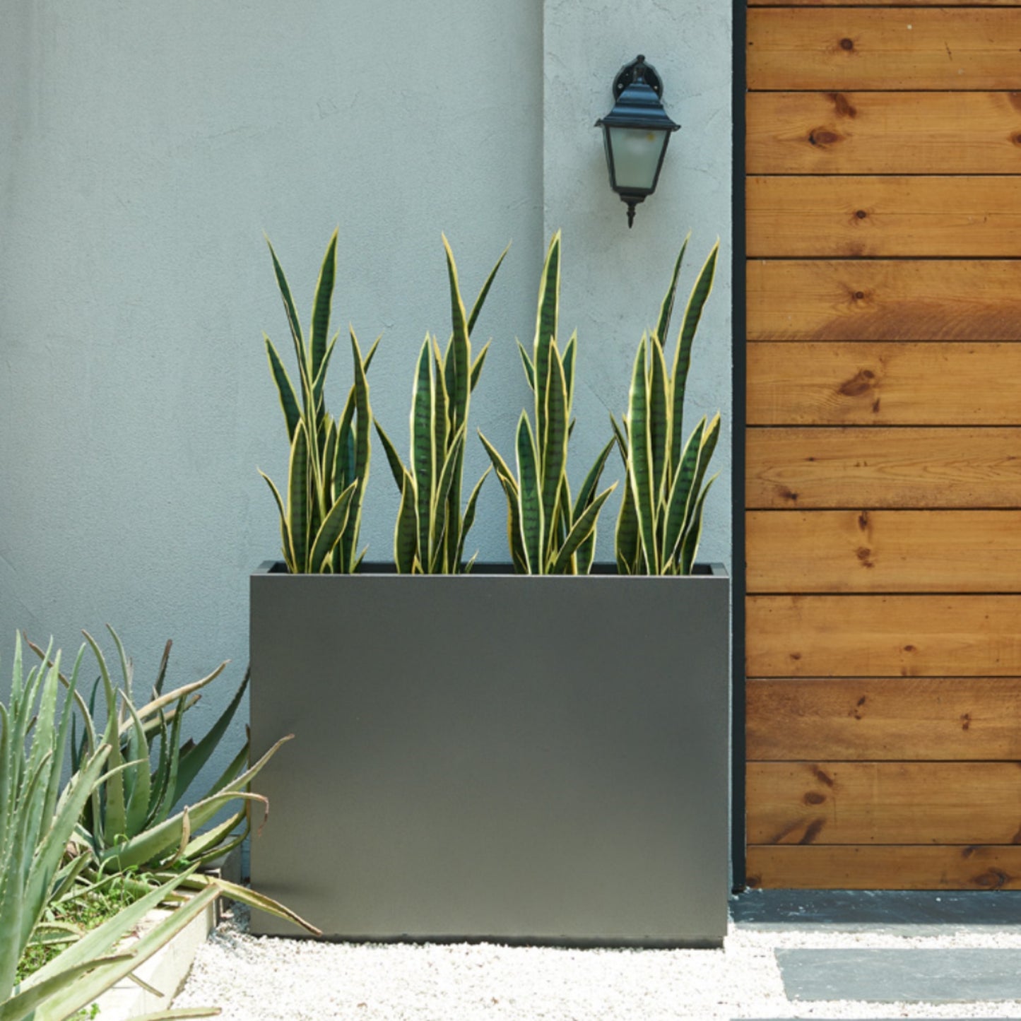 Metallic Heavy Outdoor Span Planter Box 38”Lx10”Wx30”H inch 48.8Pounds Gray