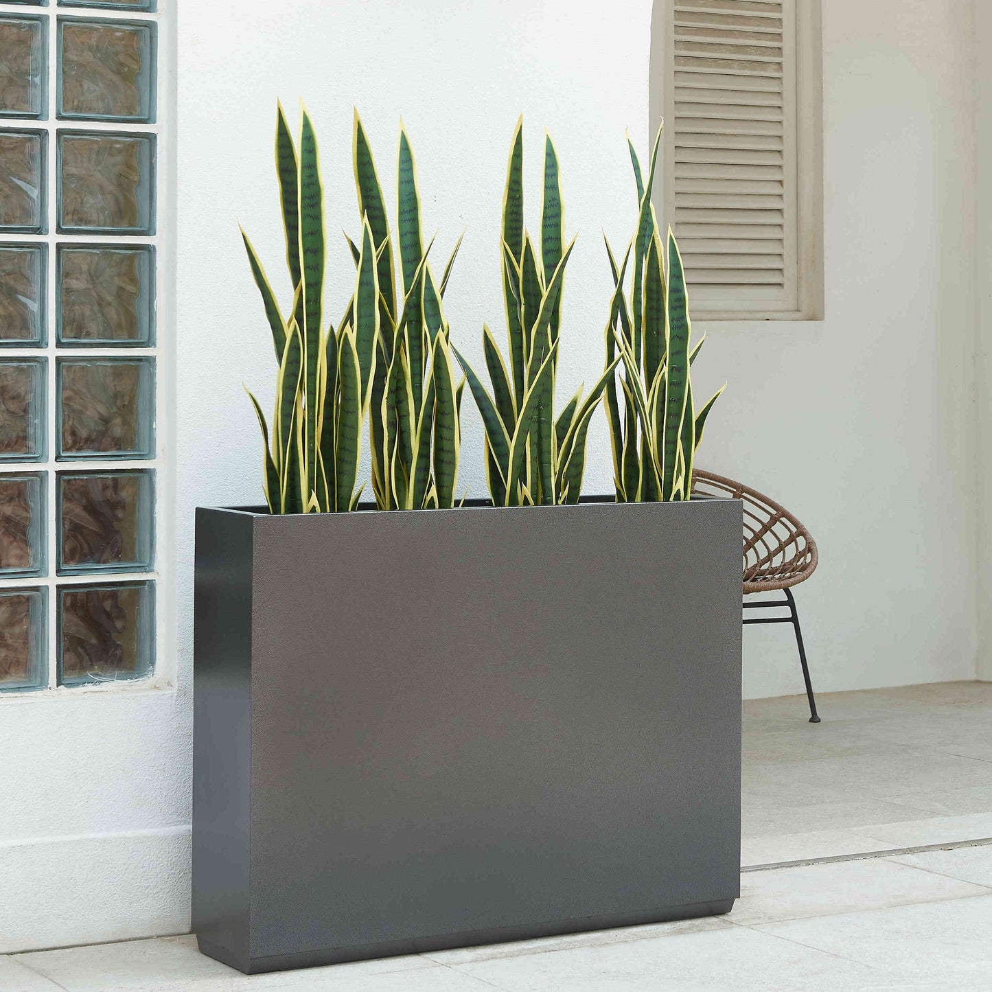 Metallic Heavy Outdoor Span Planter Box 38”Lx10”Wx30”H inch 48.8Pounds Gray