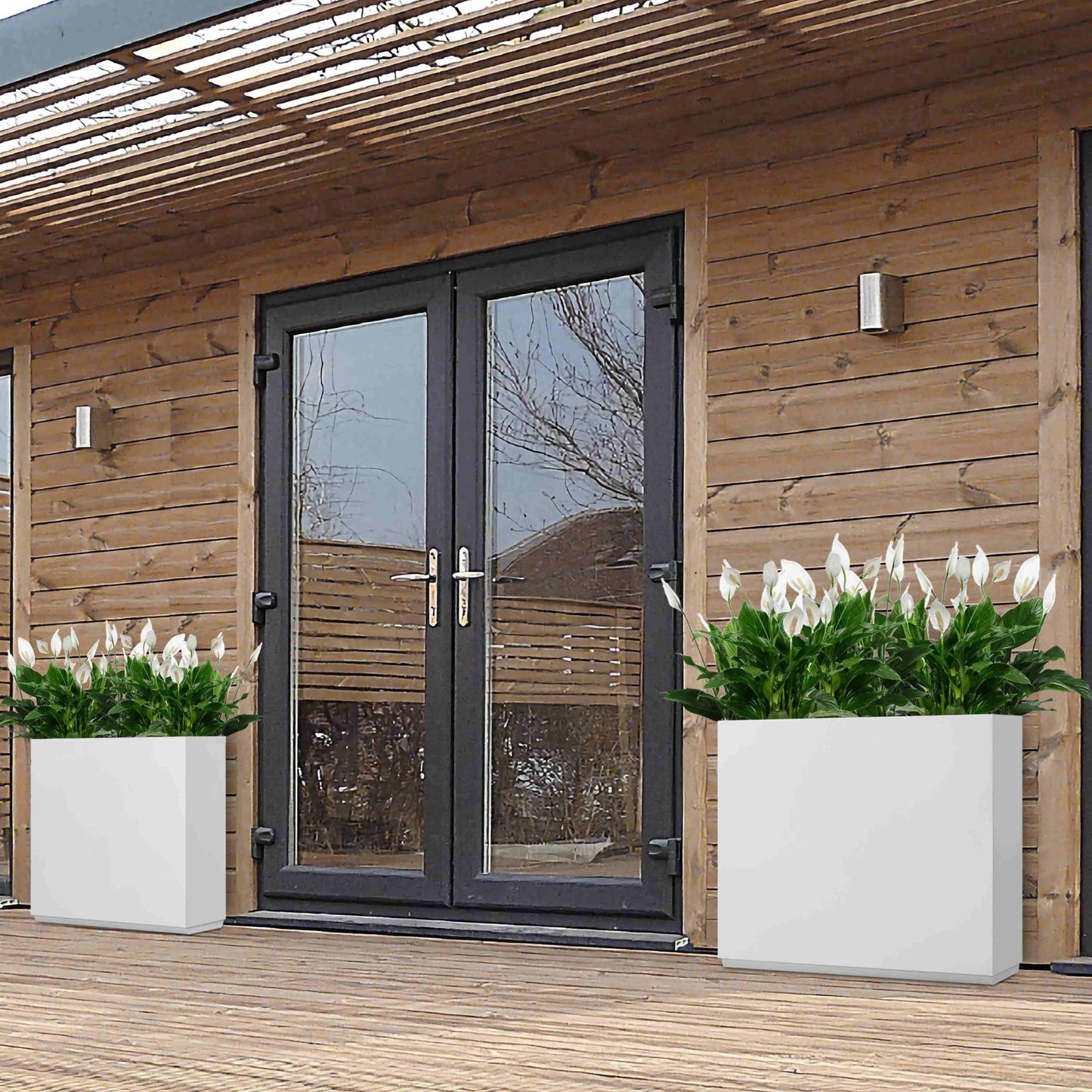 Metal Tall and Long Span Planter, Divider Planter, 38x10x30H White, 48.8lbs