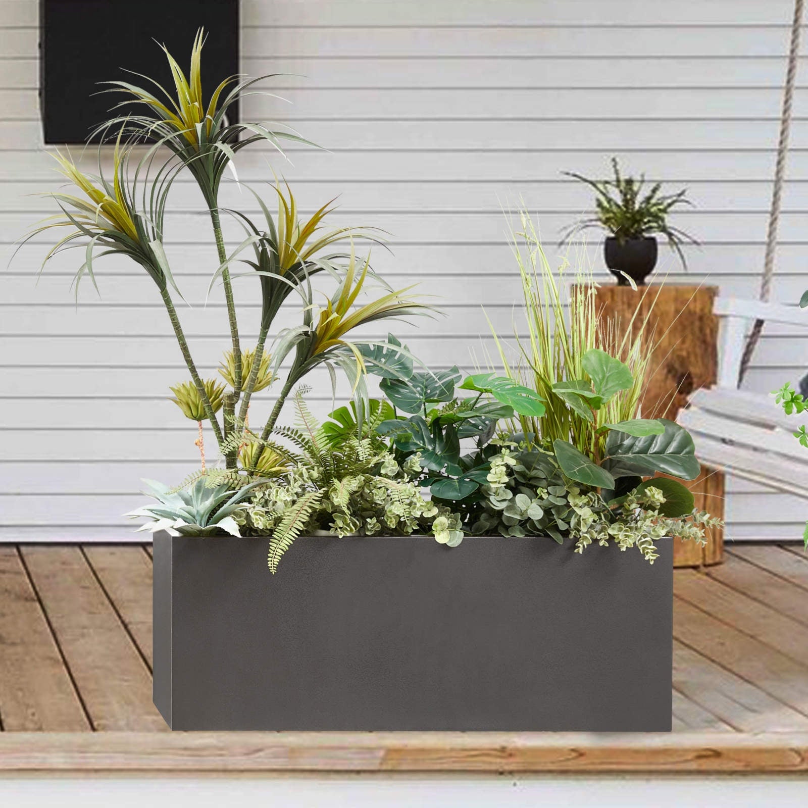 long indoor planter box Metallic Heavy Long Planter Box, 38”Lx15”Wx15”H inch 44Pounds Gray