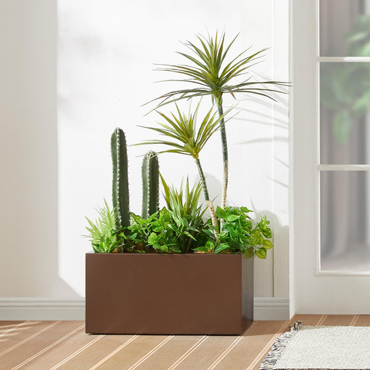 Small Size Rectangle Planter Box for Outdoor/Indoor 25”Lx11”Wx13”H 26lbs Espresso