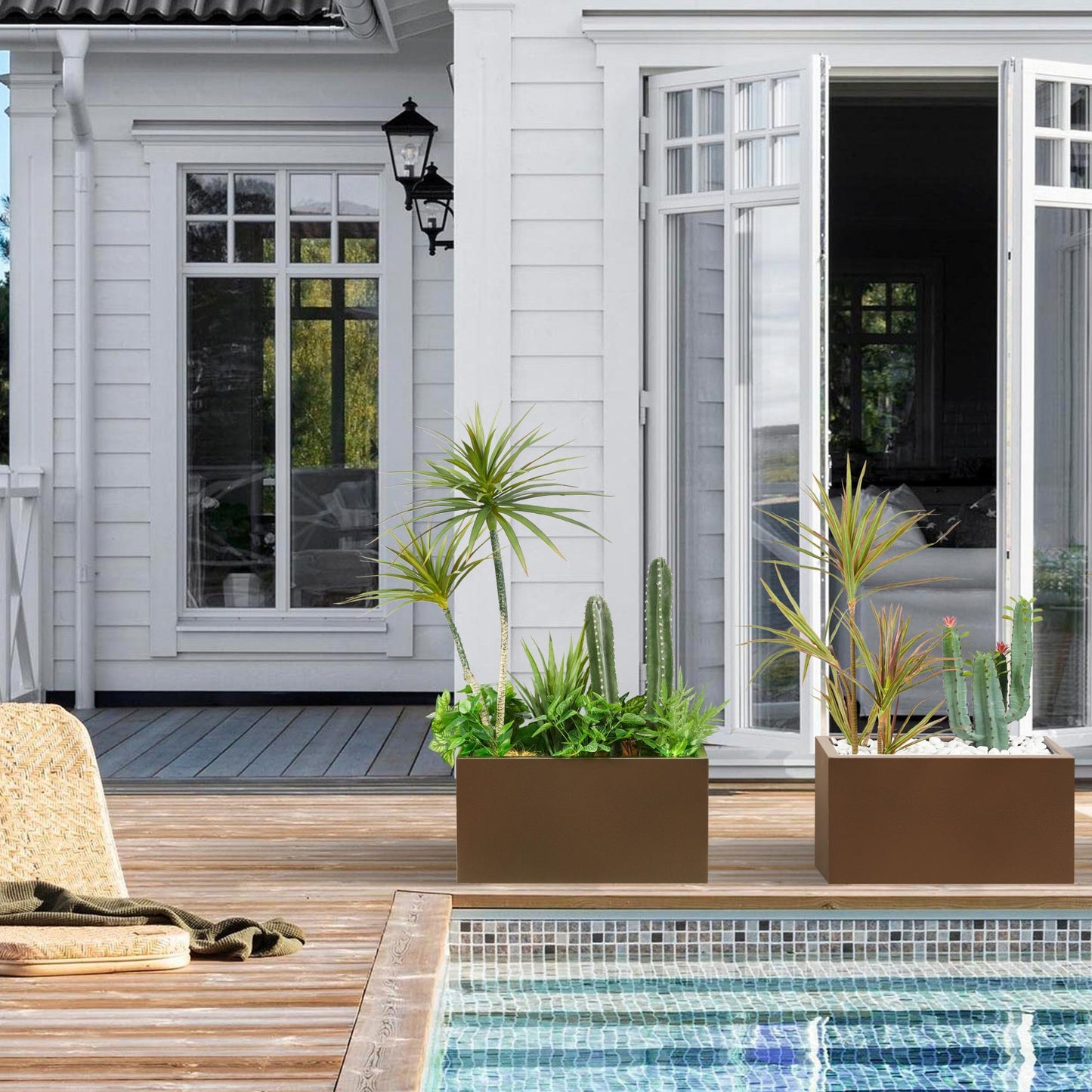Small Size Rectangle Planter Box for Outdoor/Indoor 25”Lx11”Wx13”H 26lbs Espresso