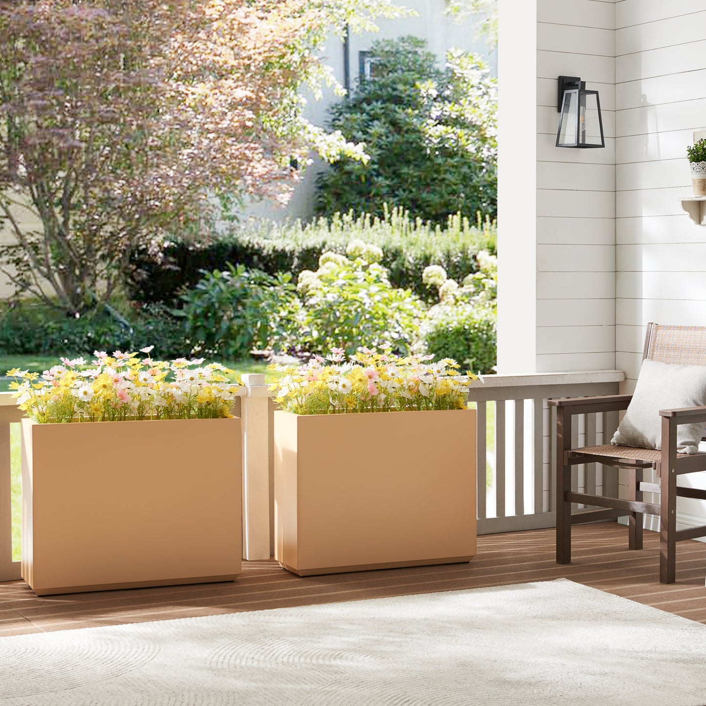 Large Metal Divider Planter Box 30Lx10Wx24H inch 31Pounds Coral Peach