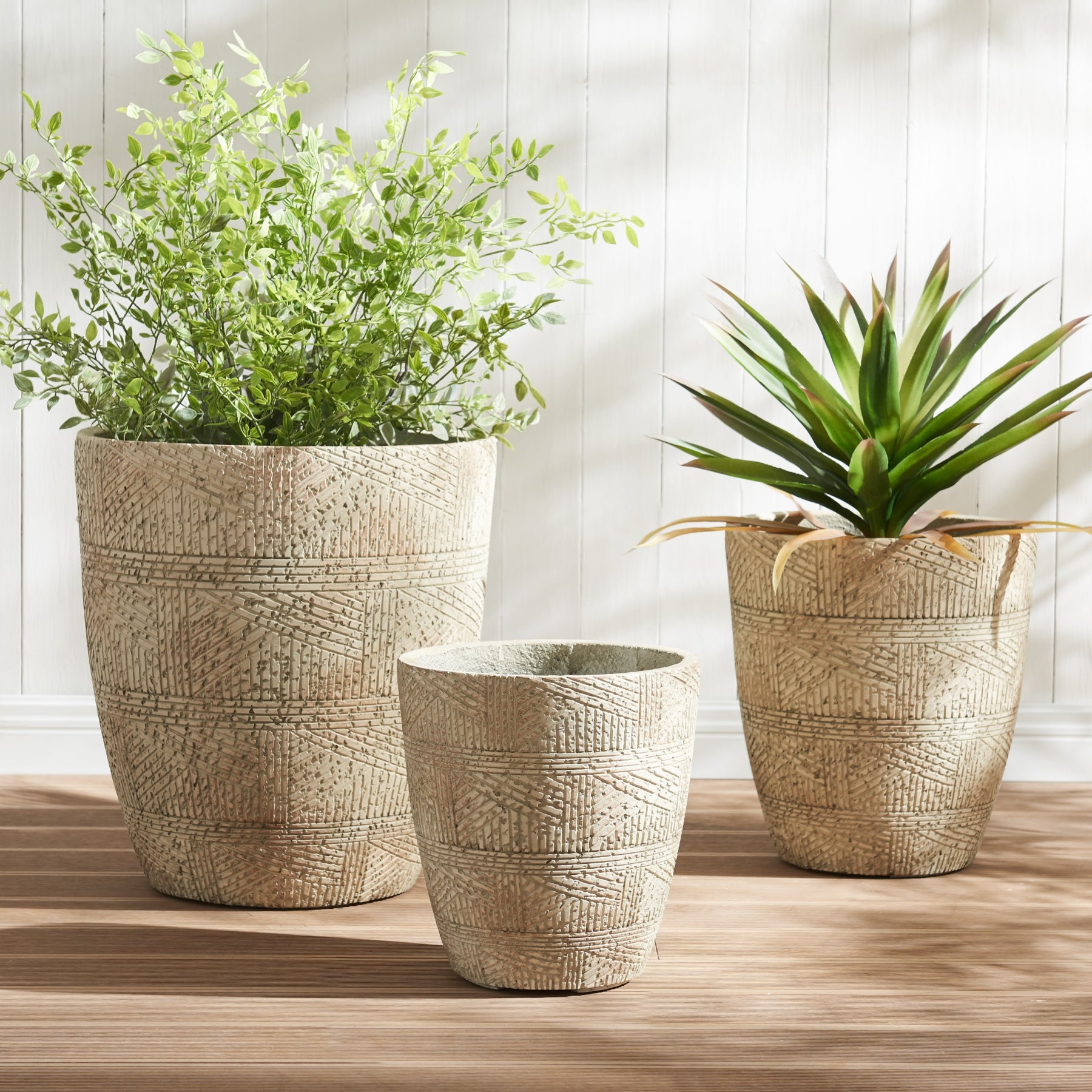 woven pot plant 17.7"+13.8"+9.8" Diameter Round Concrete Planter Set of 3 Weathered Co – Wallowa Design