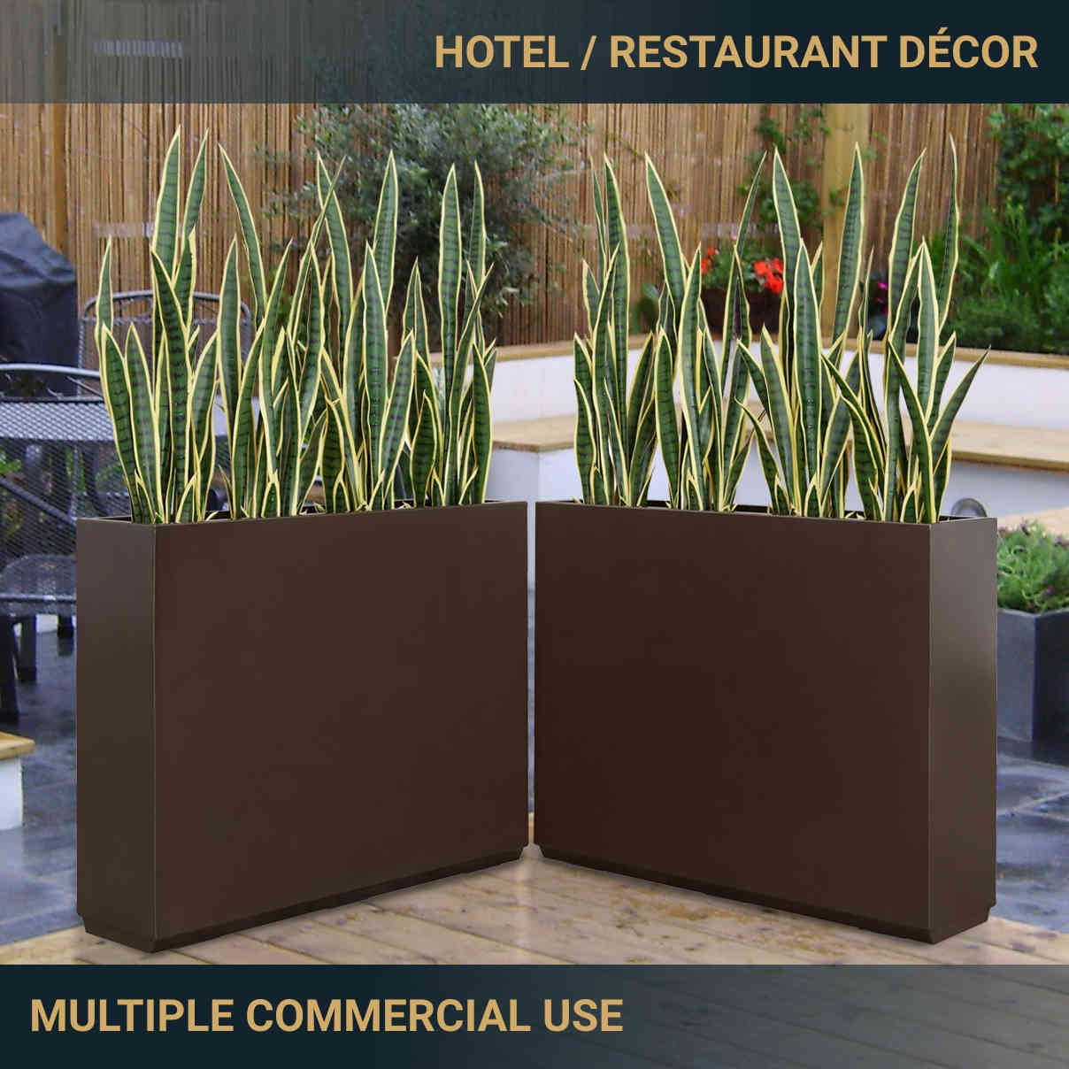 30"H Tall Metal Divider Planter Box with Removable Shelf, 48.8lbs, Espresso 38Lx10Wx30H