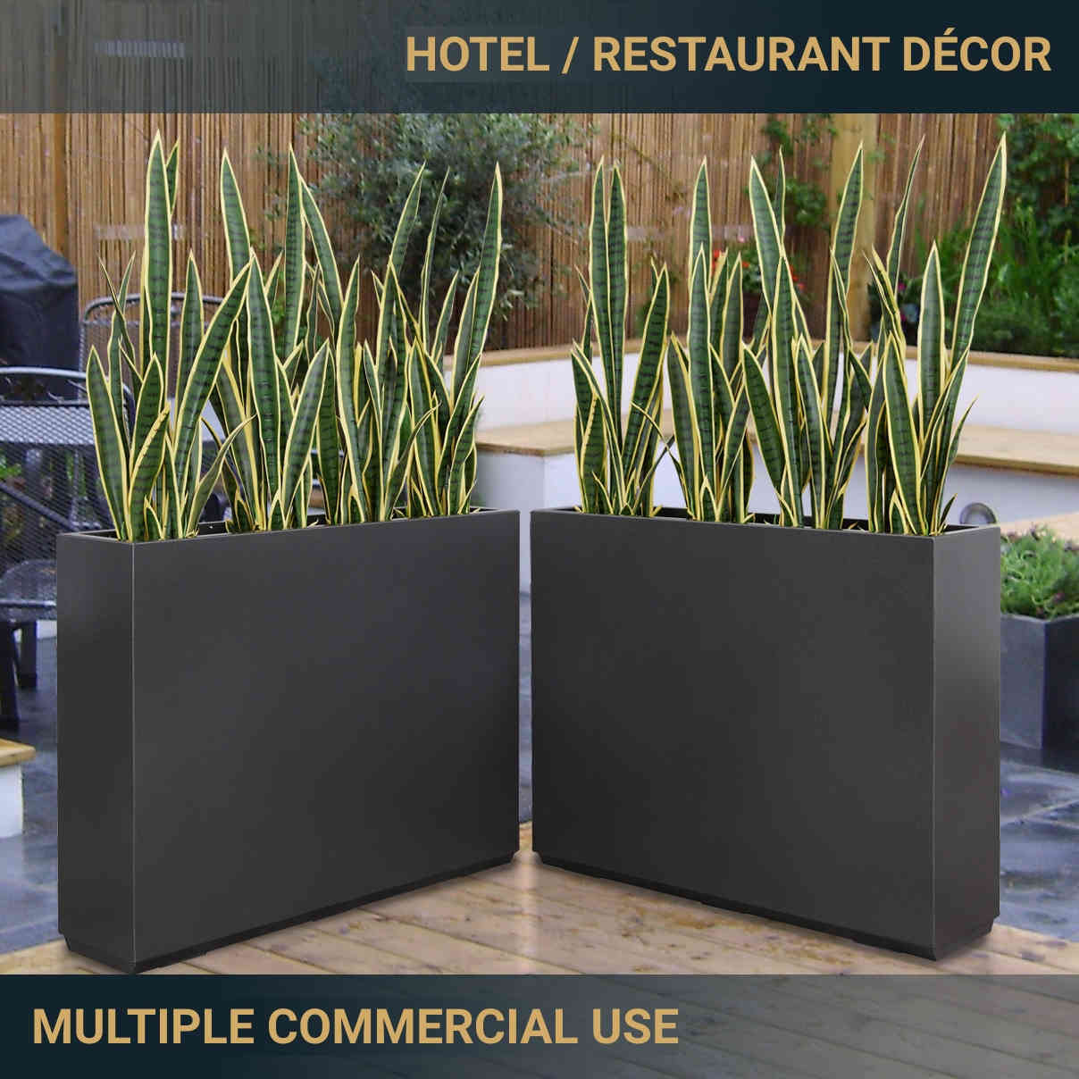 Metallic Heavy Outdoor Span Planter Box 38”Lx10”Wx30”H inch 48.8Pounds Gray
