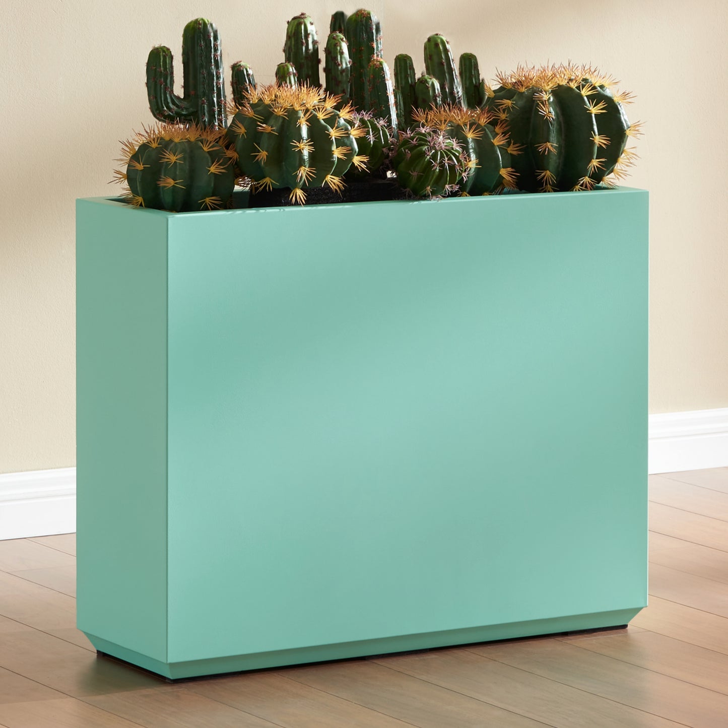 Metal Divider Planter Box 30Lx10Wx24H inch 31Pounds, Aqua Blue
