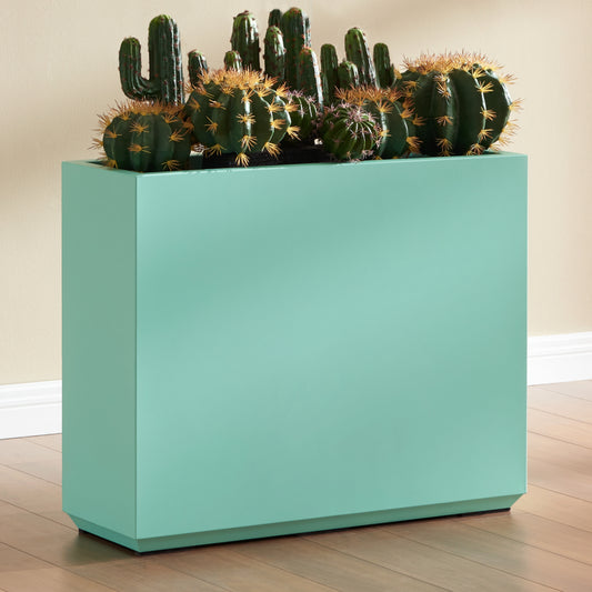 Metal Divider Planter Box 30Lx10Wx24H inch 31Pounds, Aqua Blue