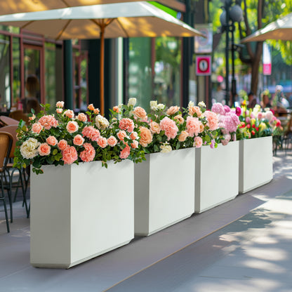 Large Metal Divider Planter Box 30Lx10Wx24H inch 31Pounds White