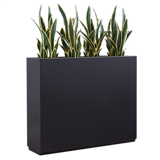 Metal Divider Planter Box 38Lx10Wx30H inch 76Pounds Black with Gold Rim