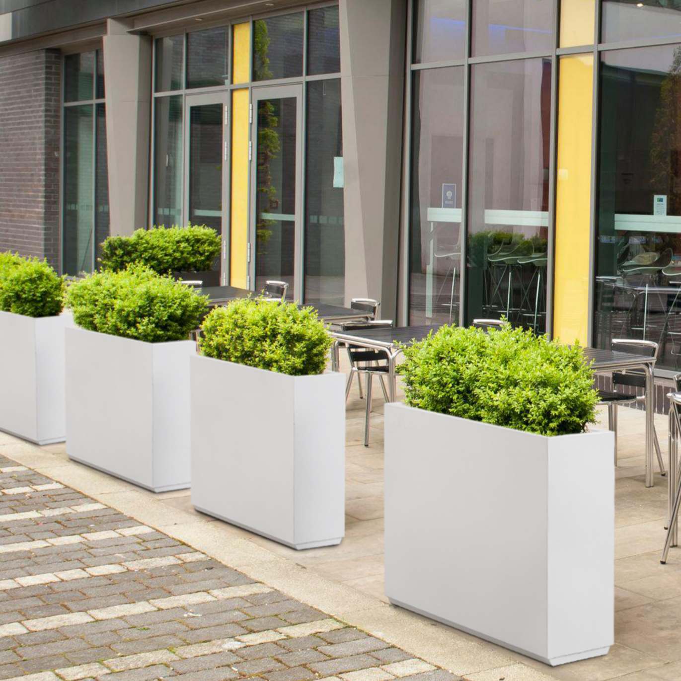plant pot divider Wallowa Weather Resistant Metal Planter Box with Adjustable Shelf and Privacy Divider Design White