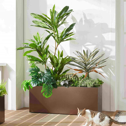 planter large indoor Metallic Heavy Long Rectangular Planter Box 38”Lx15”Wx15”H inch 40Poun – Wallowa Design