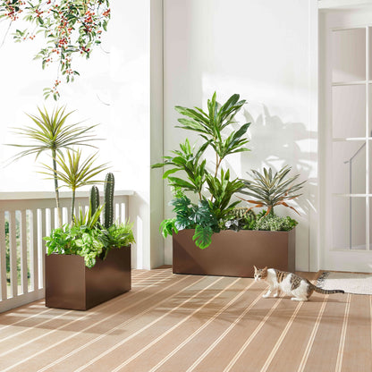 rectangular indoor planter box Metallic Heavy Long Rectangular Planter Box 38”Lx15”Wx15”H inch 40Poun – Wallowa Design