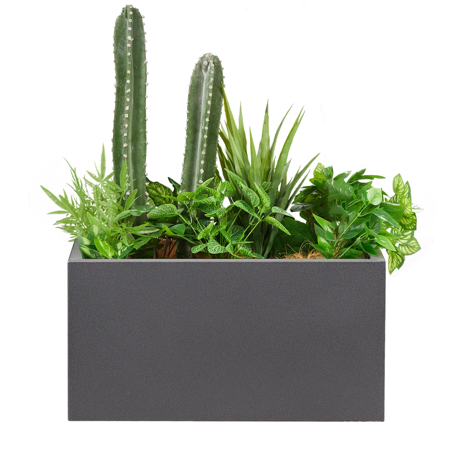 Metallic Rectangle Planter Box 25”Lx11”Wx13”H inch 22Pounds Gray