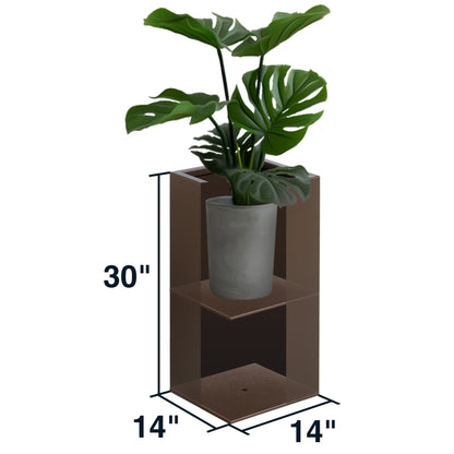 Metallic Heavy Tall Planter Box 14”Lx14”Wx30”H inch ‎35 Pounds Espresso 1 Pack
