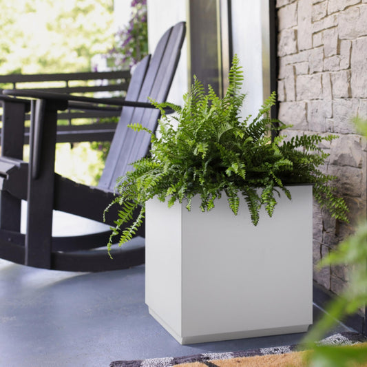 Metal Cube Planter Box for Tree 17x17x20H inch White 31Pounds