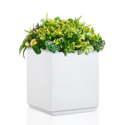 Metal Cube Planter Box for Tree 17x17x20H inch White 31Pounds