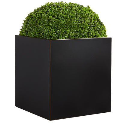Metal Cube Planter Box 21Lx21Wx24H inch 35Pounds Black with Gold Rim