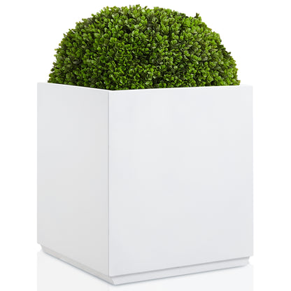 Metal Large Cube Planter Box for Tree 21x21x24H White 43Pounds