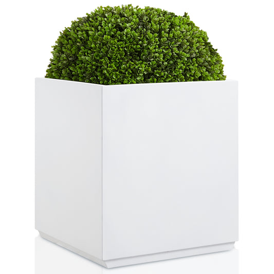 Metal Large Cube Planter Box for Tree 21x21x24H White 43Pounds