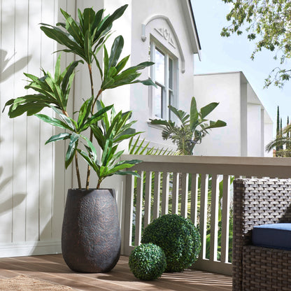 20 in plant pot 20" H Weathered Concrete Tall Planter, Black Large Outdoor Indoor Deco – Wallowa Design