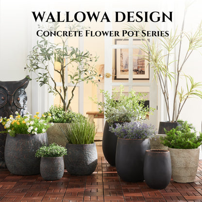 20" H Weathered Concrete Tall Planter, Black Large Outdoor Indoor Decorative Flower Pot with Drainage Hole Bronze Rust