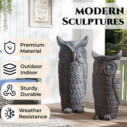 32 inches Tall Large Outdoor and Indoor Statue, Garden Sculpture, Faux Stone Owl Sculpture