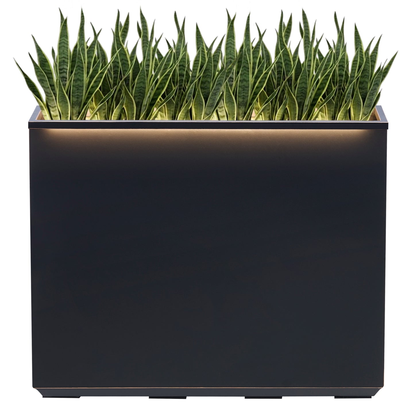 Metal Divider Planter Box 38Lx10Wx30H with Two LED Light Strips, Large Outdoor Planters, Black