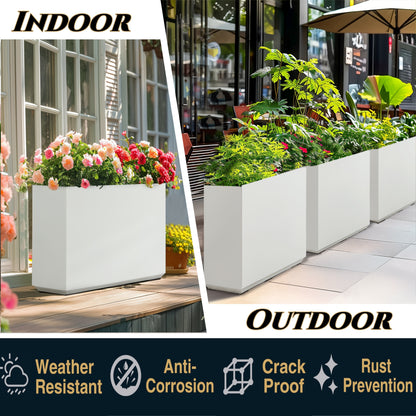 Large Metal Divider Planter Box 30Lx10Wx24H inch 31Pounds White