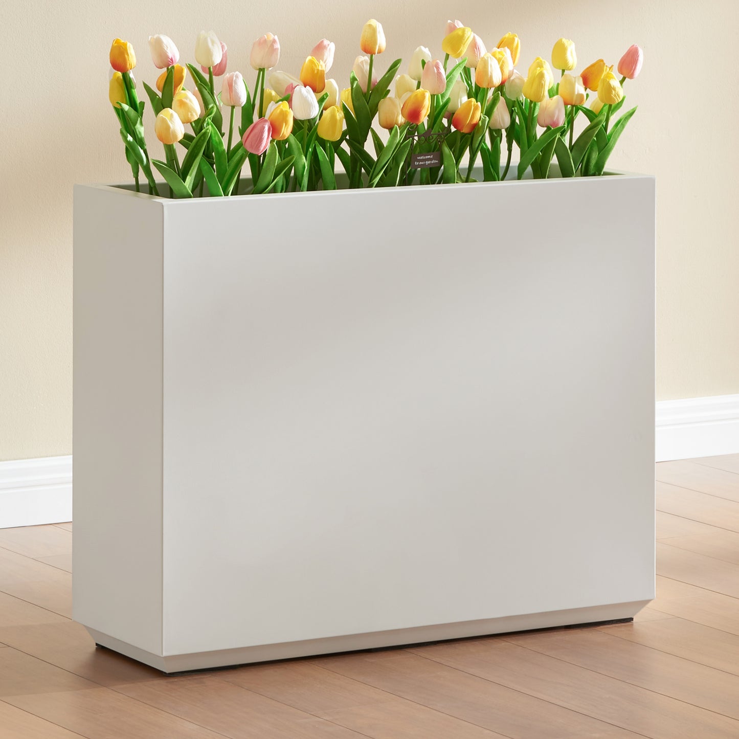 Large Metal Divider Planter Box 30Lx10Wx24H inch 31Pounds White