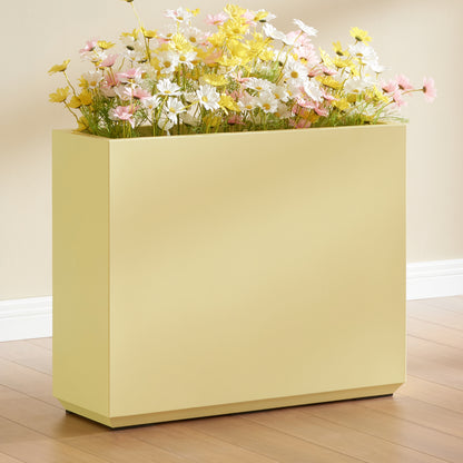 Large Metal Divider Planter Box 30Lx10Wx24H inch 31Pounds Bright Yellow